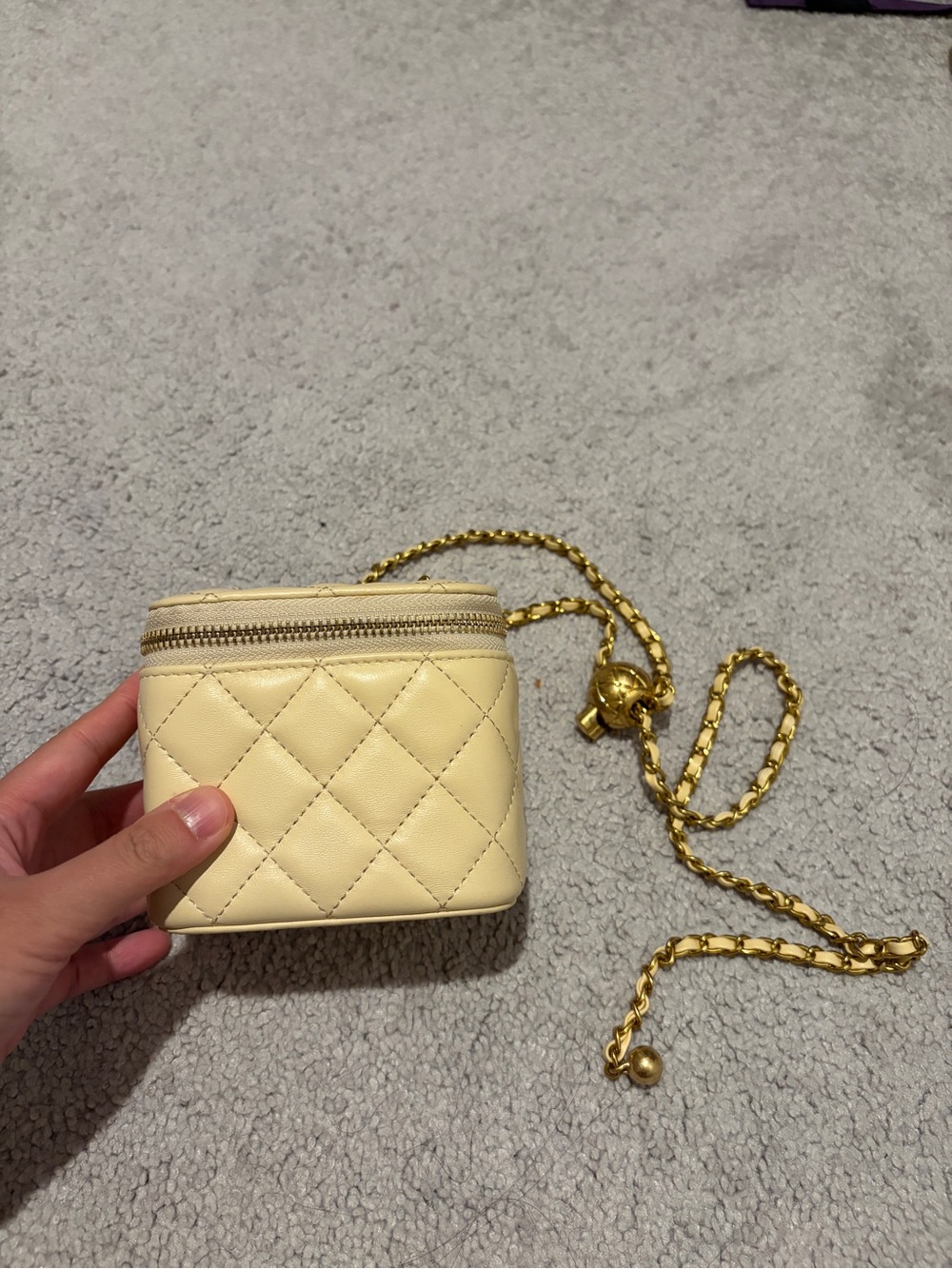 Mini Quilted Vanity Crossbody Bag — Cream/Ivory